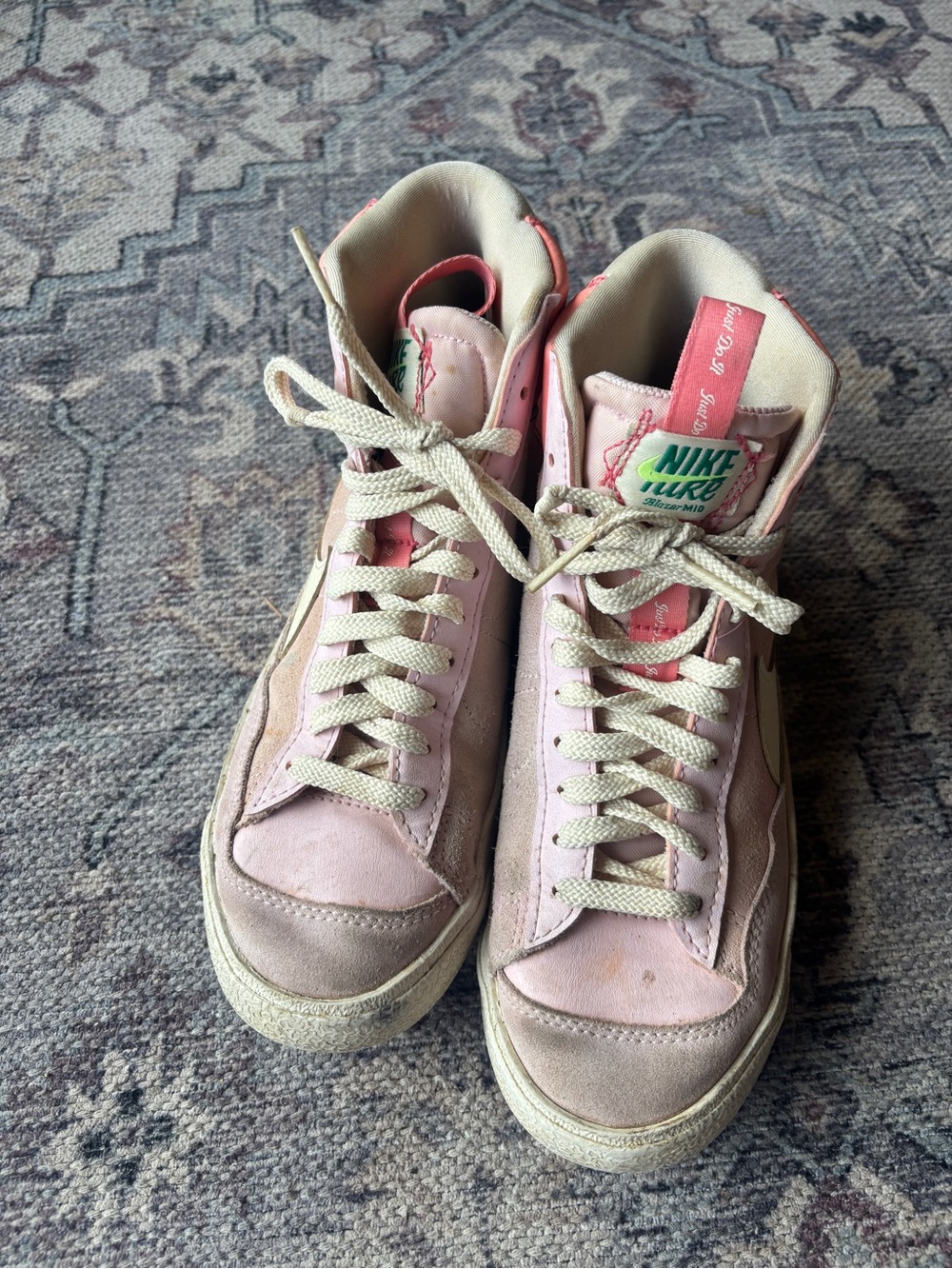 Nike Pink High-Top Sneakers for Women with White Laces